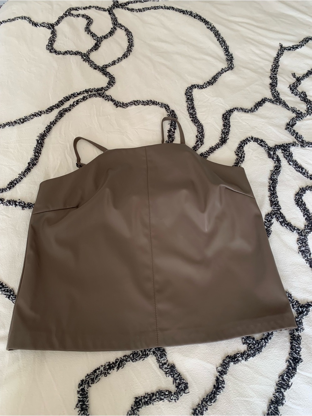 Deluc Faux-Leather Cami Tank in Tan Brownish color